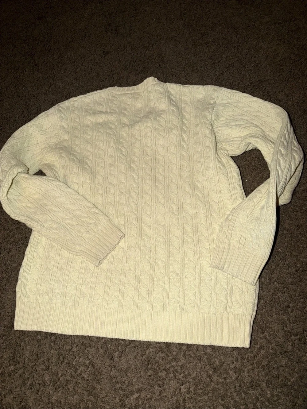 Lauren Ralph Lauren Off-White Cable-Knit V-Neck Sweater - Men's
